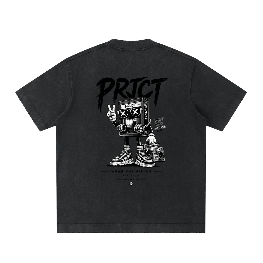 "PRJCT - 80s Beats Heavyweight, Vintage, Washed & frayed Tee ...