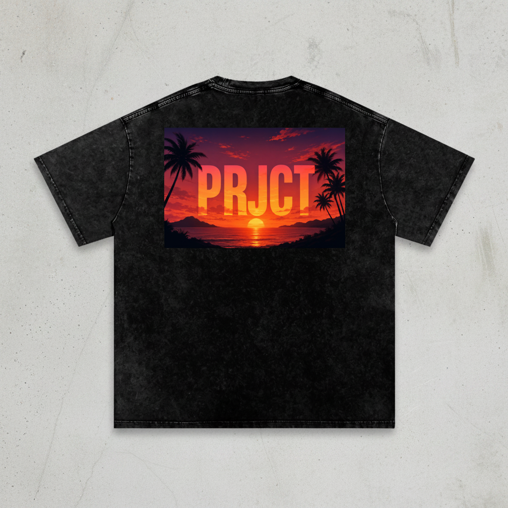 "PRJCT - Full Sunset Vibes - Snow Washed  & Oversized Tee" ...