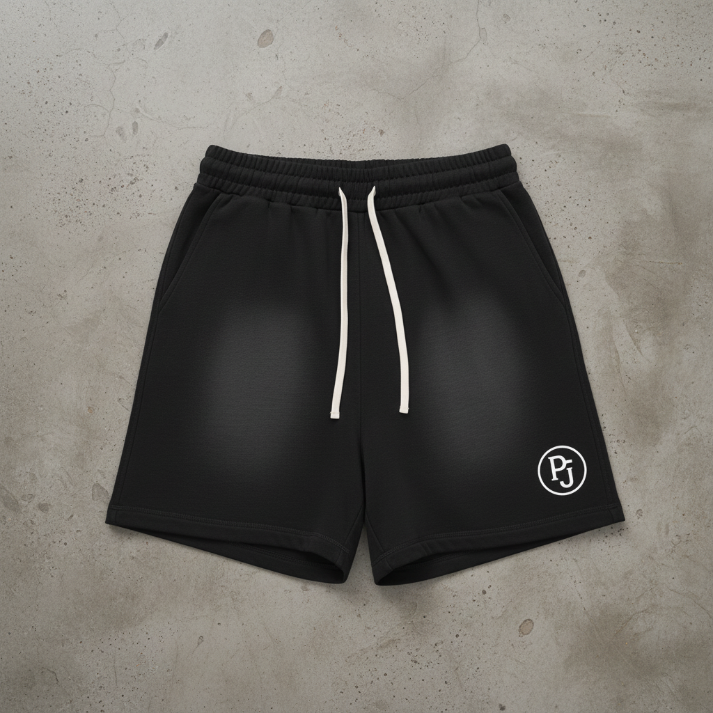 "PJ - Sun Fade, Raw Edge Shorts" ...